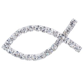 Soulbreezecollection Christian Symbol Brooch Ichthys Pin Christianity Fish Jewelry Clear Rhinestones Fashion Jewelry