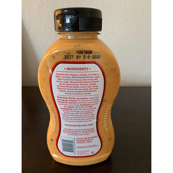 Todd Wilbur's Top Secret Recipes Burger Secret Spread (Like In-N-Out Burger Sauce), Created by World Renowned Food Hacker Todd Wilbur, Enjoy on Burgers, Sandwiches, and Wraps for At Home Restaurant Flavor in a Bottle, 11 oz.