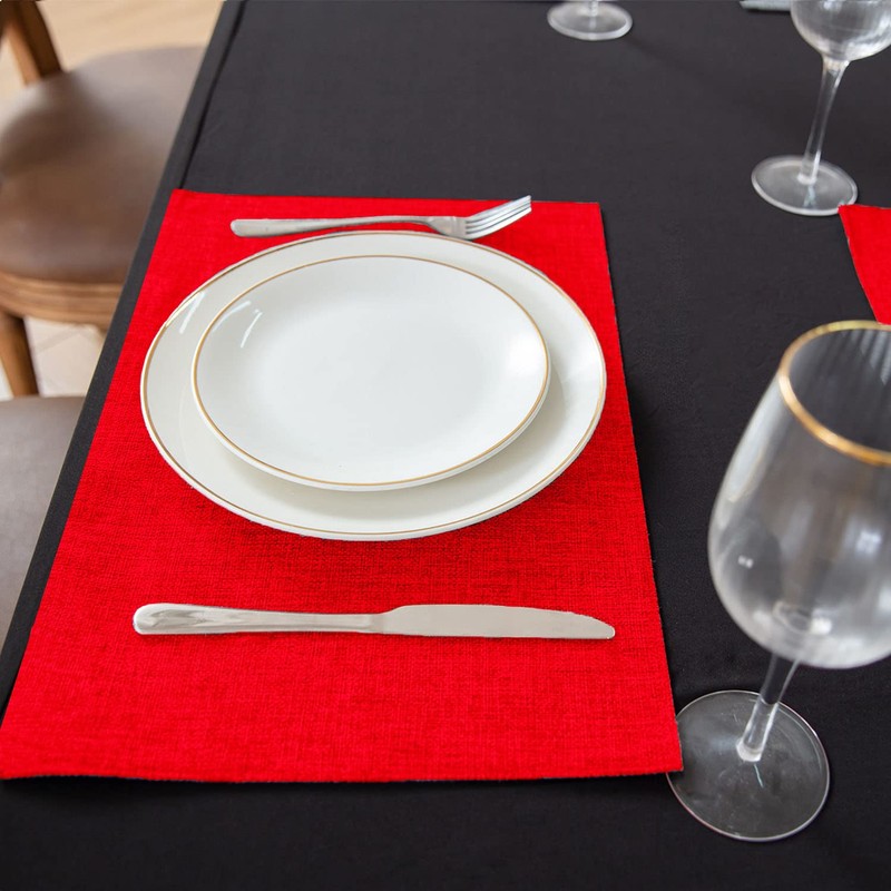 Rinpon Cloth Placemats Set of 8, Linen Type Fabric Placemats