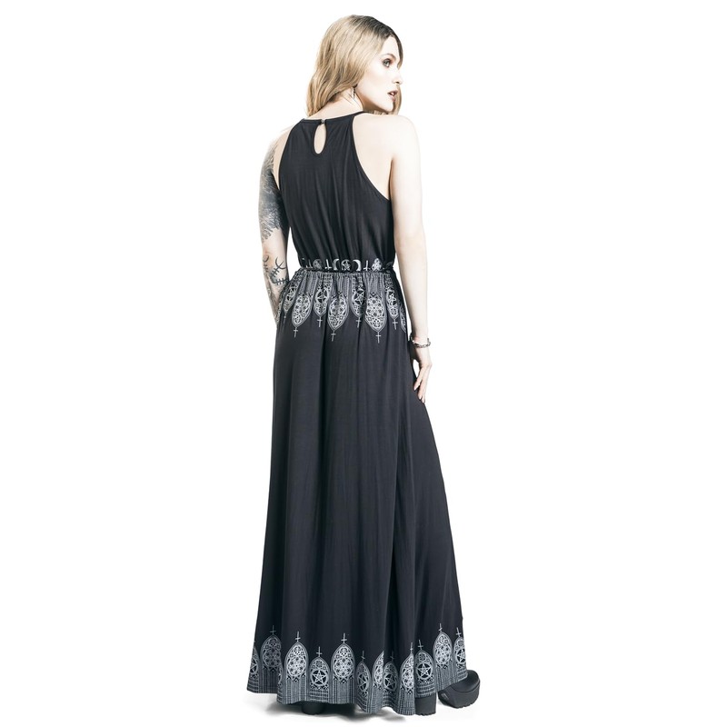 Gothicana by EMP Women's Black Maxi Dress with Prints and