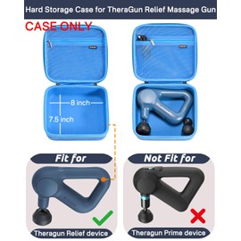 RAIACE Massage Gun Case, Hard Travel Storage Case Compatible with TheraGun Relief Percussion Massage Gun Device, Carrying Bag with Mesh Pocket for Cables and Other Accessories. (Case Only) - Blue