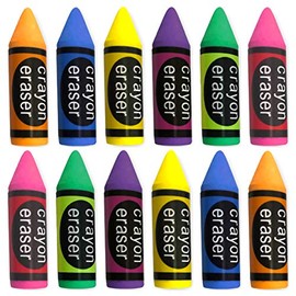 12 x Children's Erasers in Pen Shape, Ideal for Back to School, Perfect Party Bag, Children's Birthday Party Favours, Eraser Party Gifts from PartyPack.