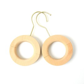 SUNGRAN Wood Ring Hanger, Bag Hanger, Tie Hanger, Pants Hanger, Scarf Hanger, Bag Hanger, Multi-functional, Multi-Hanger, Wood, Natural Wood, Set of 2, 7.5 x 3.8 x 2.3 inches (19 x 9.8 x 5.8 cm),