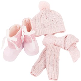 Götz 3403278 Winter Must Have Doll Set - Doll Clothes for Baby Dolls Size M 42-46 cm and Standing Dolls Size XL 45-50 cm - 4-Piece Set, pink