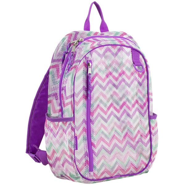 Eastsport Active Mesh Backpack with Padded Adjustable Straps, Spike Shevron/Grape Sizzle