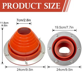 Tent Stove Jack Kit, Silicone High Temp Flexible Roof Jack Pipe Boot Metal Roofing Pipe Flashing, Tent Roof Stove Jack Kit for Bell Tent,Yurt,Wood Burner,Travel Stove (Pipe OD 3" to 6-1/4")