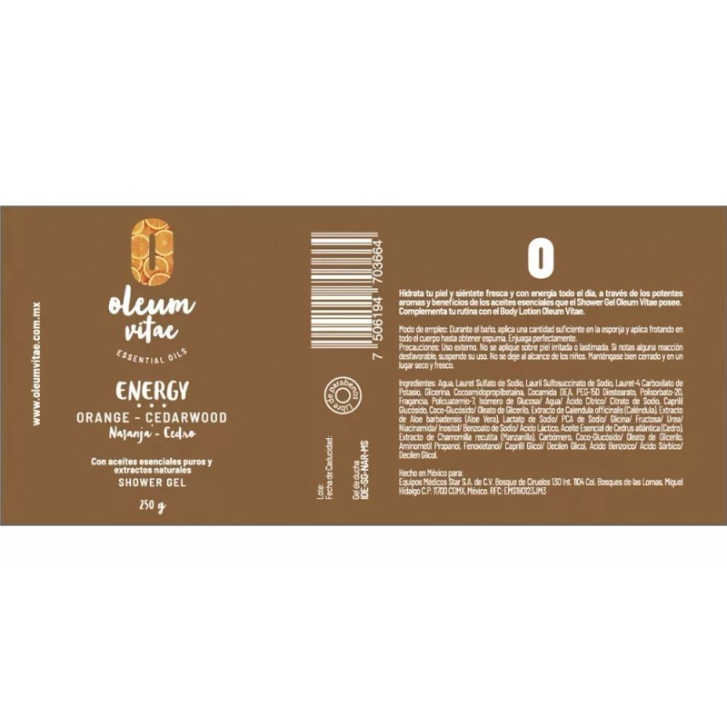 Oleum Vitae Gel De Ducha Cn Aceite De Naranja -