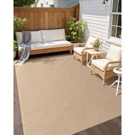 Color&Geometry Yellow Jute Rug Indoor Outdoor 4x6,5mm Hand Woven Natural Fiber Solid Area Rug, Easy to Clean Geometric & Coastal Decor for Patio, Deck, Living Room, Bedroom, Dining Room