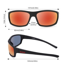 POLARKING 2 PACK Polarized Sport Sunglasses for Men Matte Finish Sun glasses Mirror Lens UV Blocking Black&Orange