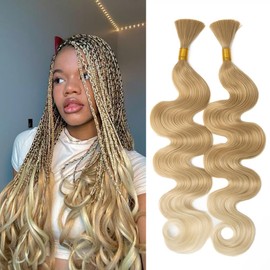 Body Wave Braiding Hair for Boho Braids Bohemian 20 Inch Body Wave Curly Bulk for Braiding No Weft 2 Bundles 150g #27/613