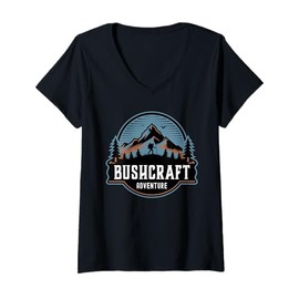Womens Bushcraft Adventure Outdoor Survival Skills Nature Camping V-Neck T-Shirt