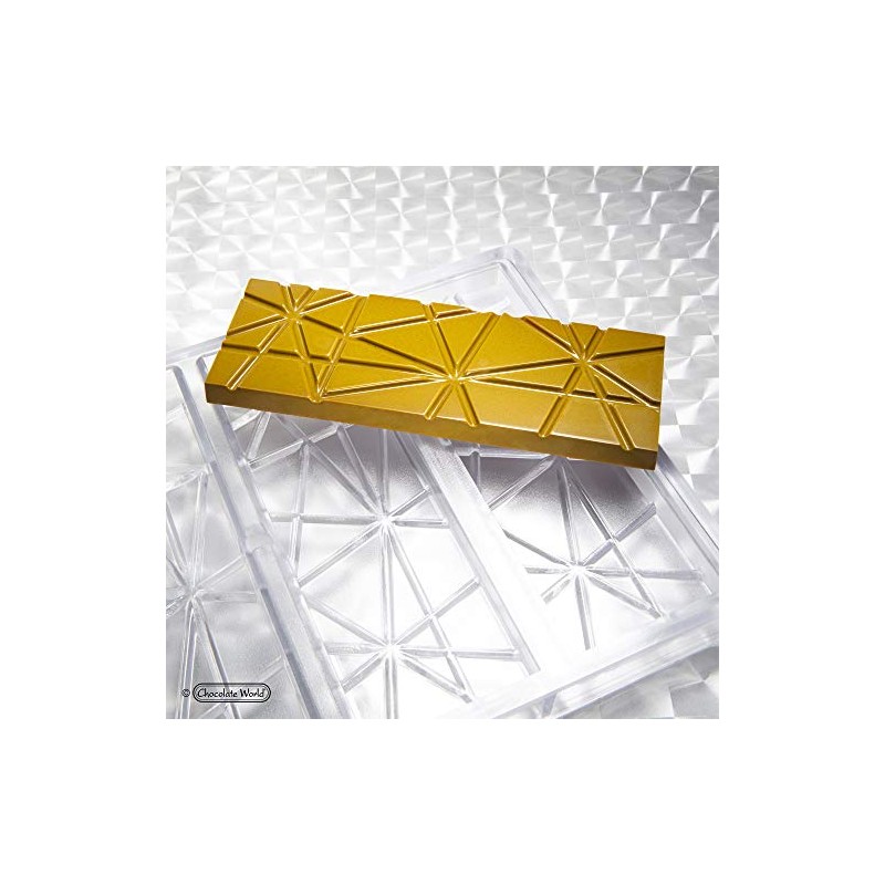 Chocolate World CW2450 Polycarbonate Candy Mold with 4 Striped-Tablet Cavities,