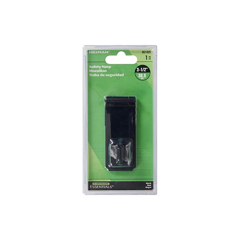 Hillman Hardware Essentials 851425 Fixed Staple Safety Hasp Black 3-1/2"