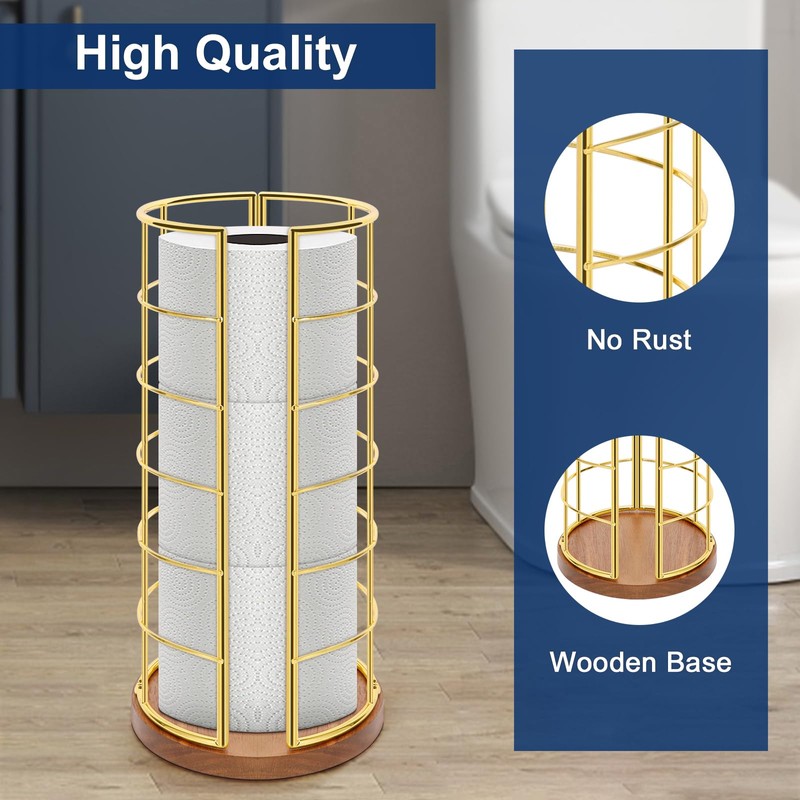 NearMoon Toilet Paper Organizer Stand, Freestanding 3 Rolls Tissue Storage,