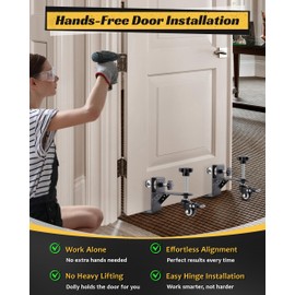 Door Installation Dolly, Heavy Duty Door Dolly Cart for Pre Hung Interior Doors - 300lb Capacity, Easy Lifting & Quick Mounting for Door Panels, Door Installation Tools, Panel Carrier with Wheels