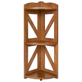 YCICI Corner Shelf Stand, Corner Bookshelf, Small Corner Shelves by Natural Wood, Plant Stand, Corner Bookcase for Living Room, Home Office, Bedroom, (Brown, 3 Tier)