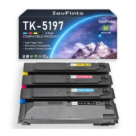 SavFinto TK-5197 TK5197 TK-5199 Toner Cartridge Replacement for Kyocera TASKalfa 306ci 307ci 308ci Copystar CS 306ci CS 307ci CS 308ci Printer (TK-5197K TK-5197C TK-5197M TK-5197Y, BCMY, 4-Pack)