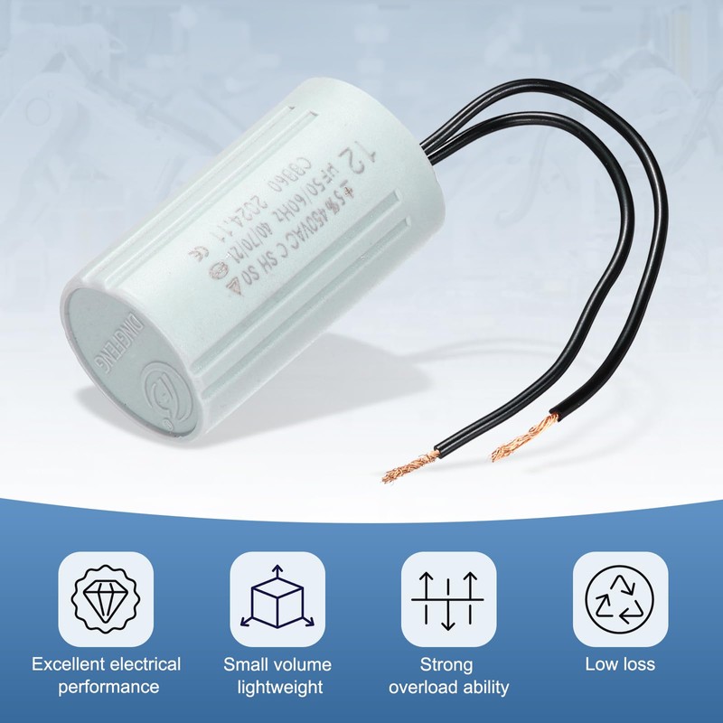 PATIKIL CBB60 12uF Running Capacitors, AC 450V 2 Wires 50/60Hz