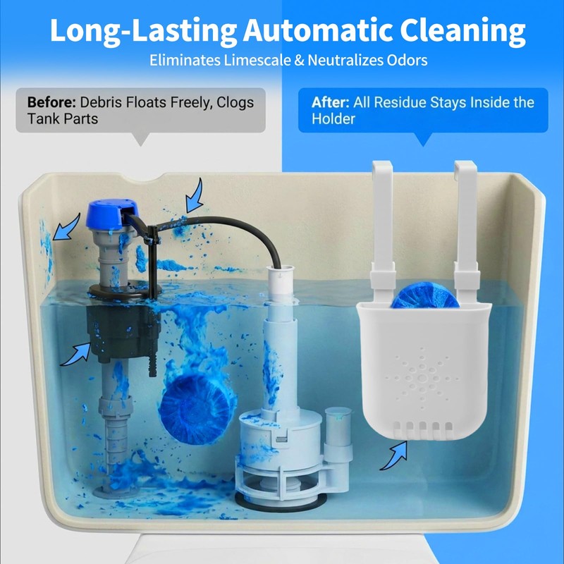 Controlled Release Toilet Bowl Cleaner Tablets Holder with Extension Rod,