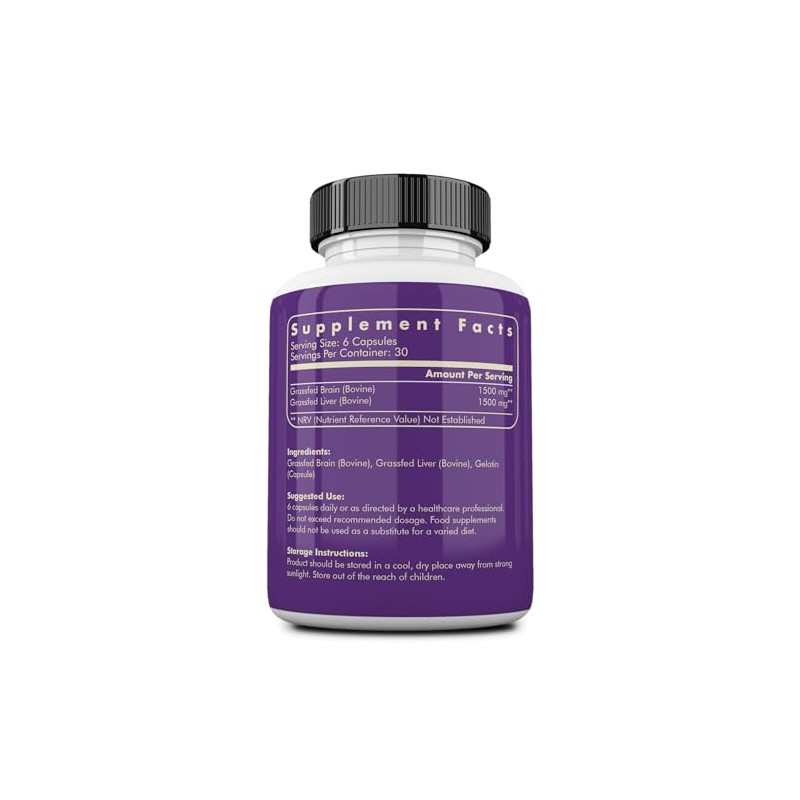 Ancestral Supplements Suplemento cerebral de carne de res alimentado con