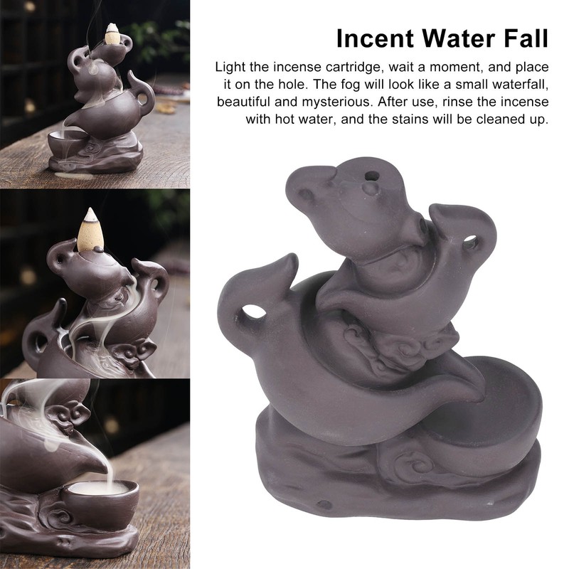Insence Waterwall Antique Purple Sand Auspicious Cloud Teapot Backflow Sandalwood