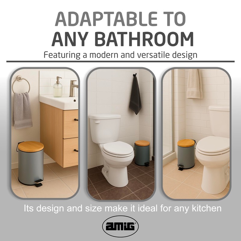 Amig - 3L Bathroom Pedal Bin Mod. Naturline - Grey