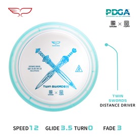 Yikun Twin Swords Understable Distance Driver| Pro Worlds 2025 Limited Edition | Beginner-Friendly Max-Distance Disc | Wind-Resistant & Easy-Glide Control | PDGA Approved 170-176g(Transparent Blue)