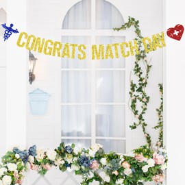 Congrats Match Day Banner, Residency Match Day Decorations, Happy Match Day Banner, Congrats on Matching, Medical School Graduation Party Decorations, Gold Glitter