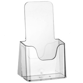 ogoPLUS Stand (1 piece), portrait format, selection of DIN long, transparent brochure stand, flyer stand, brochure holder, brochure box, advertising, crystal clear, slight tilt for optimal field of