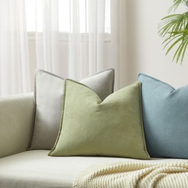 JUSPURBET Matcha Green Herringbone Textured Throw Pillow Covers 20x20 inch Set of 2 for Home Decor Living Room Couch Bed Decorative Soft Luxury Chenille Cushion Case with Invisible Zipper