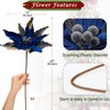 Briful 4 PCS 12" Glitter Poinsettia Blue Artificial Flowers Stem