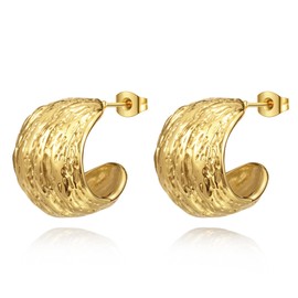YeGieonr Chunky Gold Earrings for Women, Lightweight Stainless Steel Hollow Open Hoop Earrings with 18K Real Gold Plated, Hypoallergenic Fashion Jewellery Gifts for Women and Girls, Stainless Steel,