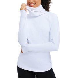 baleaf Thermal Shirts for Women Turtleneck Long Sleeve Top Fleece Ski Base Layer Warm Winter Clothes White L