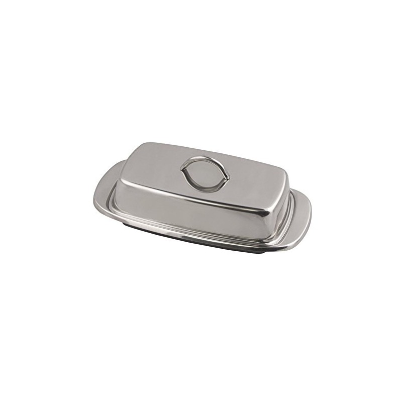 Fox Run Stainless Steel Double Butter Dish With Lid, 2