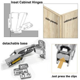 AOLISHENG 175 Degree Inset Cabinet Hinges Soft Close, 35mm Kitchen Cupboard Door Hinges, 1 Pair