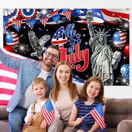 Mocsicka 4th of July Banner Patriotic Independence Day Decorations Flag Day Yard Sign Patriotic Memorial National Party Decoration Photo Studio