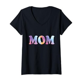 Womens Mom Tie Dye Funny Gifts Women Mommy Mother’s Day V-Neck T-Shirt