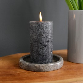 wohnfreuden Marble Tray, Grey, Round, 13 cm, Decorative Stone Bowl Made of Marble for Bathroom, Living Room or Kitchen