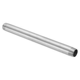 PATIKIL 304 Stainless Steel Pipe Fitting 1" NPT x 1" NPT Male Thread, 16inch/400mm Length Nipple Cast Pipe Coupling Fitting Connector