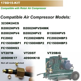 New 178D15-KIT Air Compressor Unloader Tube Kit Compatible With Rolair Air Compressor