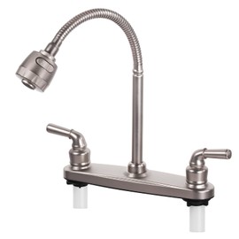 RV Kitchen Faucet Non-Metallic, Flexible Spout for Campers, Motorhomes, Travel Trailers (Brushed Nickled)