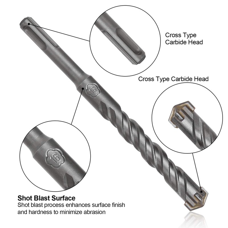 APACALI 9 Piece SDS Plus Masonry Drill Bit Set 3/16"