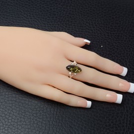 HolidayGiftShops Sterling Silver and Baltic Green Amber Adult Ring Autumn- Size 6.5