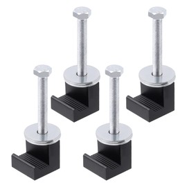 Keadic 12Pcs Aluminum Truck Tool Box Mounting Kit, Heavy Duty No Drill Tie Downs J Hook Crossover with Screws and Washers, Easy Mount Universal Fits Toolbox Pickup Trucks (Black)