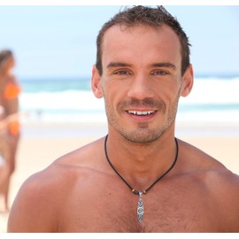 US Jewels Men's 925 Sterling Silver 34mm Celtic Surfboard Surfer Pendant 4.1mm Miami Cuban Necklace, 22in