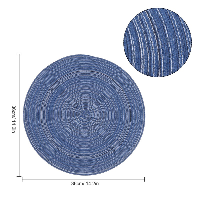MaoXinTek Round Cotton Placemats, 35.5 cm Easy Care Washable Braided