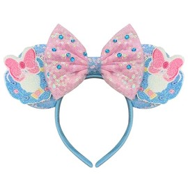 Nahalesy Princess Mouse Ears Sequin Pink Bows Mouse Ears Blue Ears Cute Headbands for Women