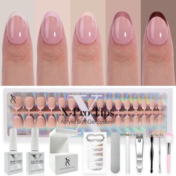 SXC Cosmetics X-Pro Tips French Tip Press On Nails, Skin