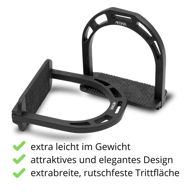AMKA 015/035 Aluminium Stirrups Wide Non-Slip Tread Black