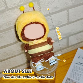 CiuZikGok 17cm Clothing Set (No Doll), Cute Bee Hat and Outfit Set Paired with Yellow Canvas Shoes, Suitable for 15-17cm Dolls, Accessory Set for Unique Styling